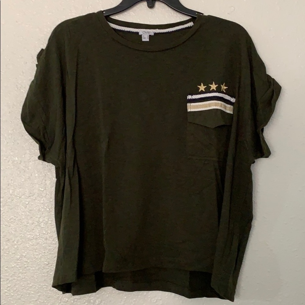 Army green crop top